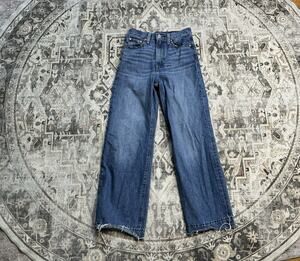 LEVI'S RIBCAGE WIDE LEG JEAN WOMEN'S BLUE DENIM PREMIUM 'BIG E' JEANS W25 X L28